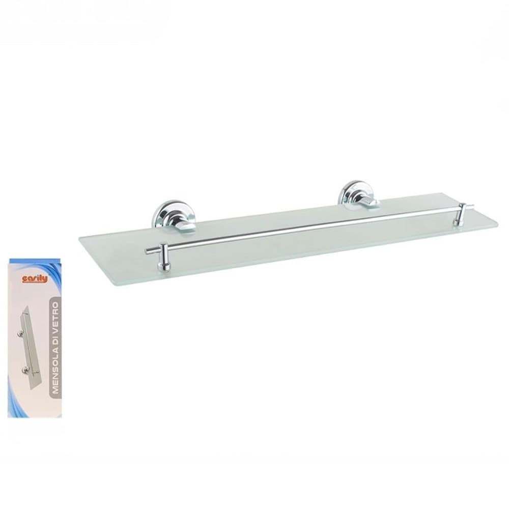 MENSOLA IN VETRO SATINATO ARREDO BAGNO CON REGGIMENSOLA FISSAGGIO A PARETE 79816 - 2