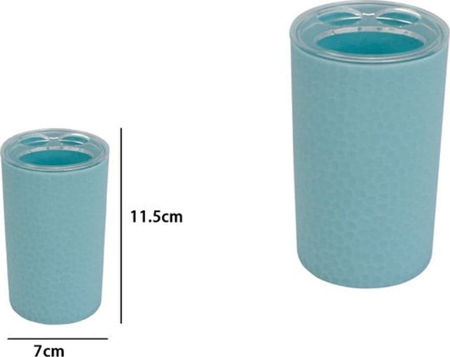 PORTA SPAZZOLINI BICCHIERE ACCESSORIO ARREDO BAGNO AZZURRO LAVORATO 3 FORI 79794 - 2