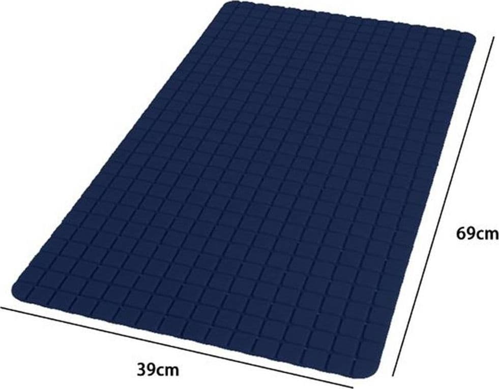 TAPPETO TAPPETINO ANTISCIVOLO PER BAGNO ARREDO 69X39CM BLU CON QUADRATINI 69899 - 2