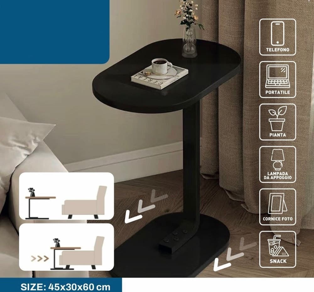TAVOLINO A FORMA DI C PER DIVANO SOGGIORNO CAMERA LETTO MODERNO PORTATILE TAVOLO - 9