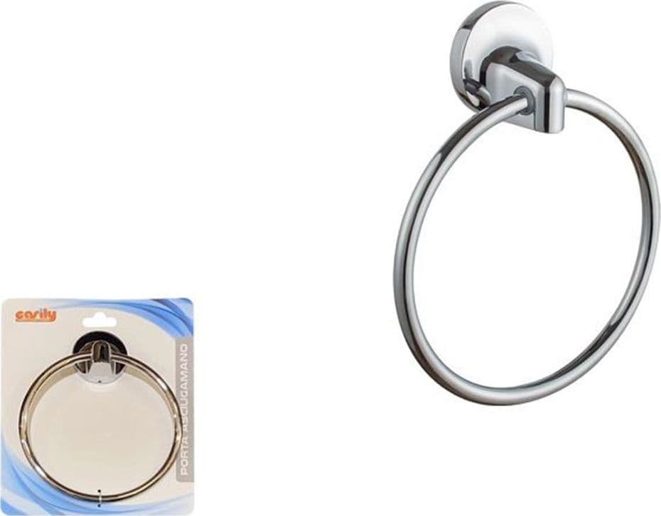 ANELLO CERCHIO PORTA ASCIUGAMANO MODERNO FISSAGGIO A PARETE ARREDO BAGNO 79807 - 2