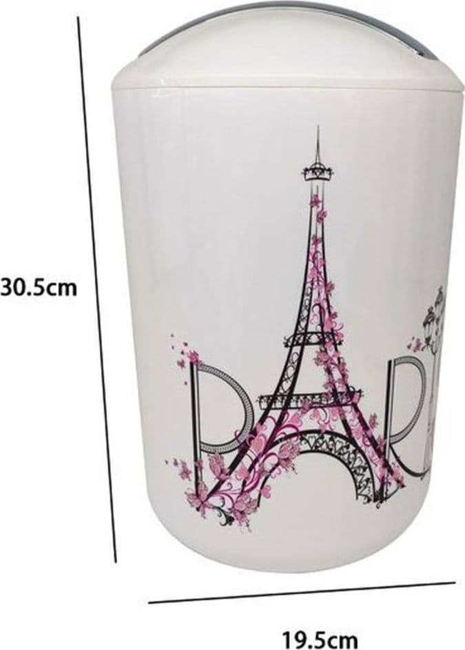 PATTUMIERA CESTINO SECCHIO RIFIUTI GETTACARTE ACCESSORI BAGNO SCRITTA PARIS 87044 - 2