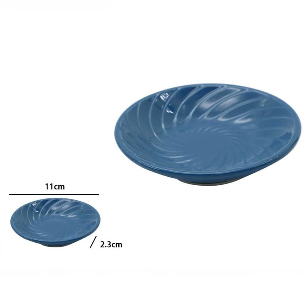 PIATTINO PORTA SAPONE SAPONETTA IN CERAMICA RIGATA SPIRALE BLU TONDO BAGNO 79956 - 2