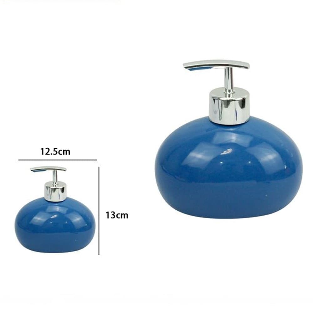 DISPENSER PER SAPONE LIQUIDO IN CERAMICA BLU DOSATORE MODERNO ARREDO BAGNO 79256 - 2