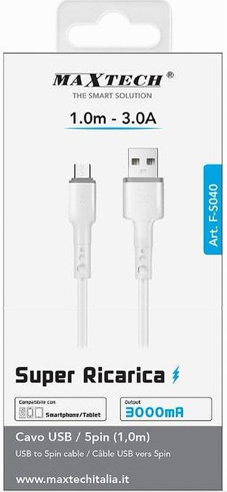 CAVO USB A MICRO USB 1MT 3 A SUPER RICARICA TRASFERIMENTO DATI SMARTPHONE F-S040 - 4