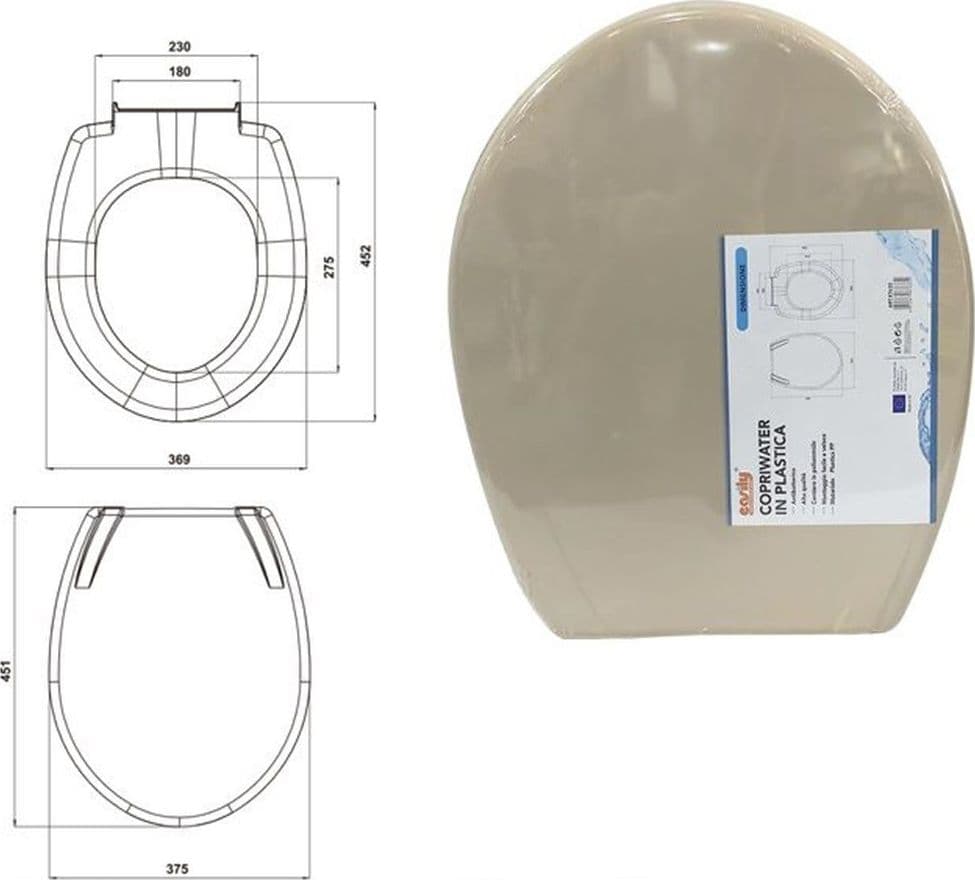 COPRIWATER SEDILE COPRI WC WATER BAGNO IN PLASTICA COPRIVASO MAGNOLIA BEIGE 87633 - 2