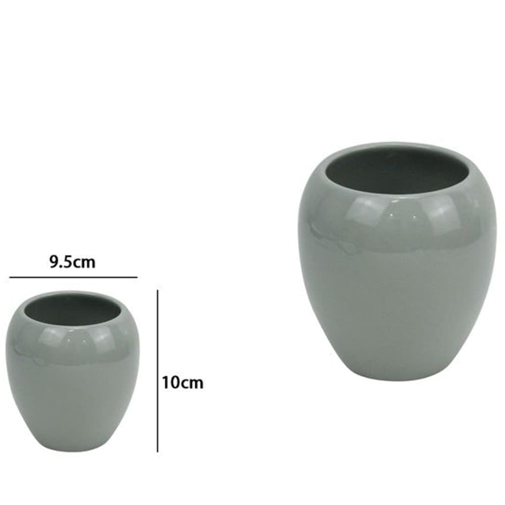 BICCHIERE PORTA SPAZZOLINI CERAMICA GRIGIO MODERNO ACCESSORIO ARREDO BAGNO 79253 - 2