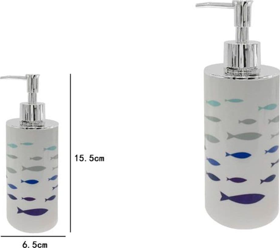 DISPENSER PORTA SAPONE LIQUIDO CILINDRICO FANTASIA PESCIOLINI ARREDO BAGNO 69880 - 2