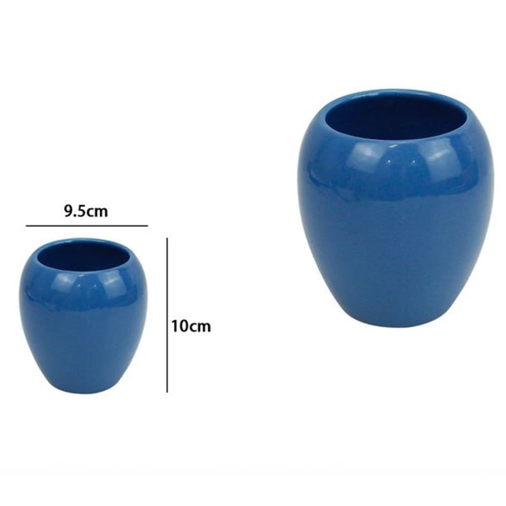 BICCHIERE PORTA SPAZZOLINI IN CERAMICA BLU MODERNO ACCESSORI ARREDO BAGNO 79257 - 2
