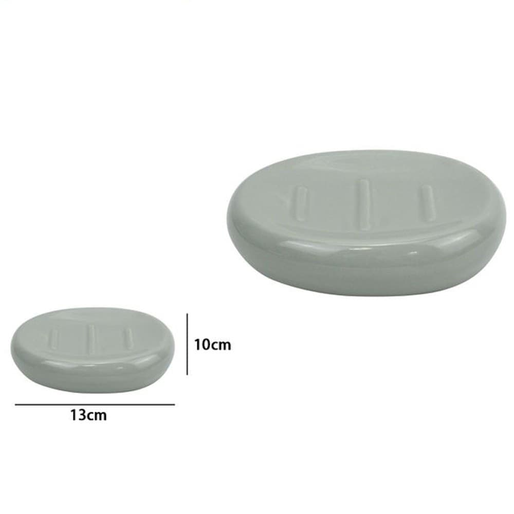 PIATTINO PER SAPONE CERAMICA GRIGIO PORTASAPONETTA MODERNO ACCESSORI BAGNO 79254 - 2
