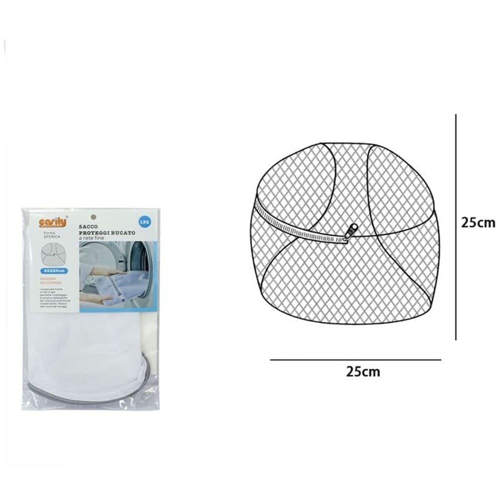 SACCO RETE FINE FORMA SFERICA SALVABIANCHERIA PROTEGGI BUCATO CON ZIP 25CM 59993 - 2
