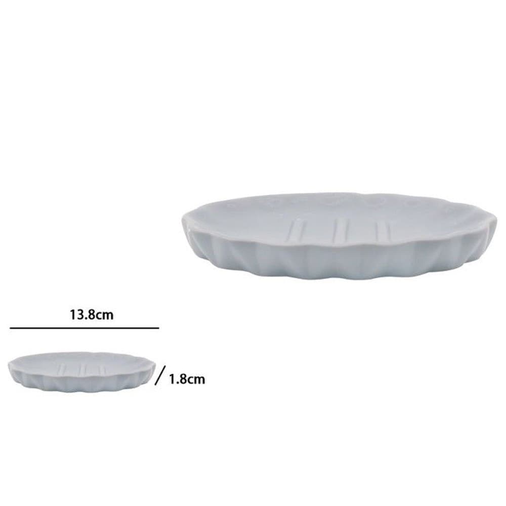 PIATTO PIATTINO PORTA SAPONE SAPONETTA ACCESSORI ARREDO BAGNO GRIGIO DECORATA 79952 - 2