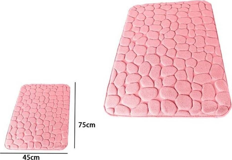 TAPPETO TAPPETINO IN TESSUTO EFFETTO SASSI PER ARREDO BAGNO 45 X 75CM ROSA 69976 - 2
