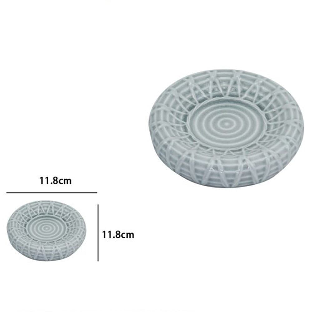 PIATTO PIATTINO PORTA SAPONE SAPONETTA BAGNO CERAMICA GRIGIO EFFETTO RETE 79280 - 2