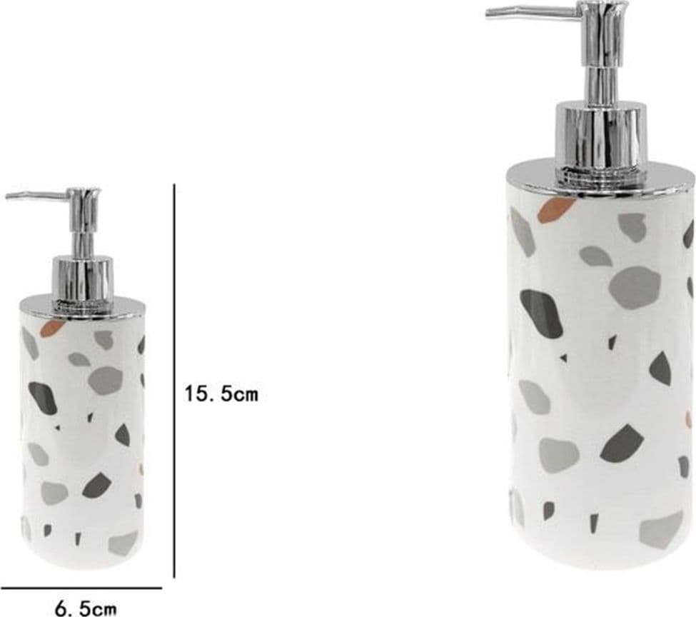 DISPENSER PORTASAPONE CILINDRICO GRANIGLIA BIANCO MULTICOLORE ARREDO BAGNO 69839 - 2