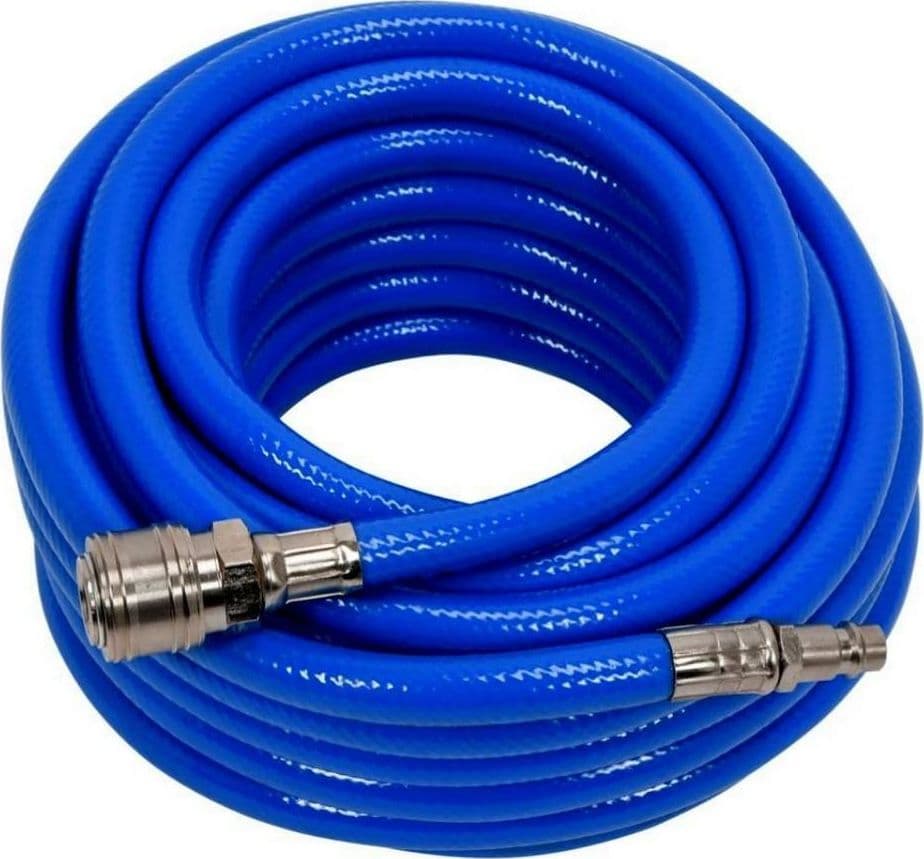 TUBO ARIA COMPRESSA FLESSIBILE PER COMPRESSORE 15 METRI RACCORDO RAPIDO 1/4″ - 7