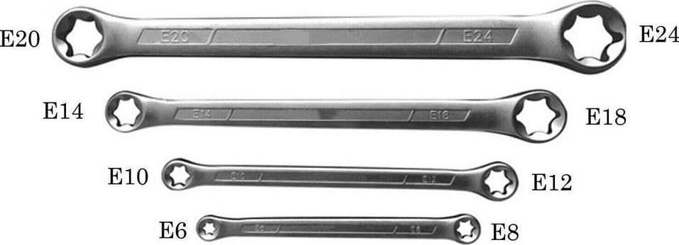 SET CHIAVI COMBINATE DOPPIA TESTA TORX FEMMINA 4PZ MISURE DA E6-E24 DRITTE 01004 - 6