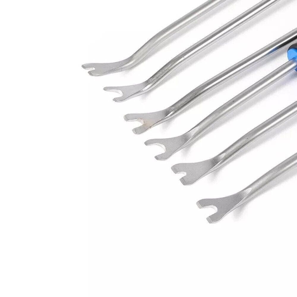 SET 6 PZ LEVA RIMOZIONE TRIM CLIP PANNELLI AUTO STACCABOTTONI IN ACCIAIO 21136 - 6