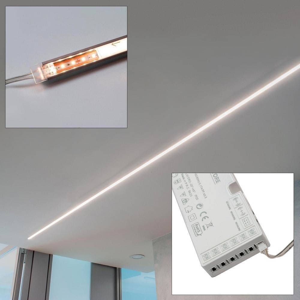 KIT BARRA LED 12W PROFILO ALIMENTATORE 24 W 12 V LUCE 4000K INTERRUTTORE SENSORE - 11