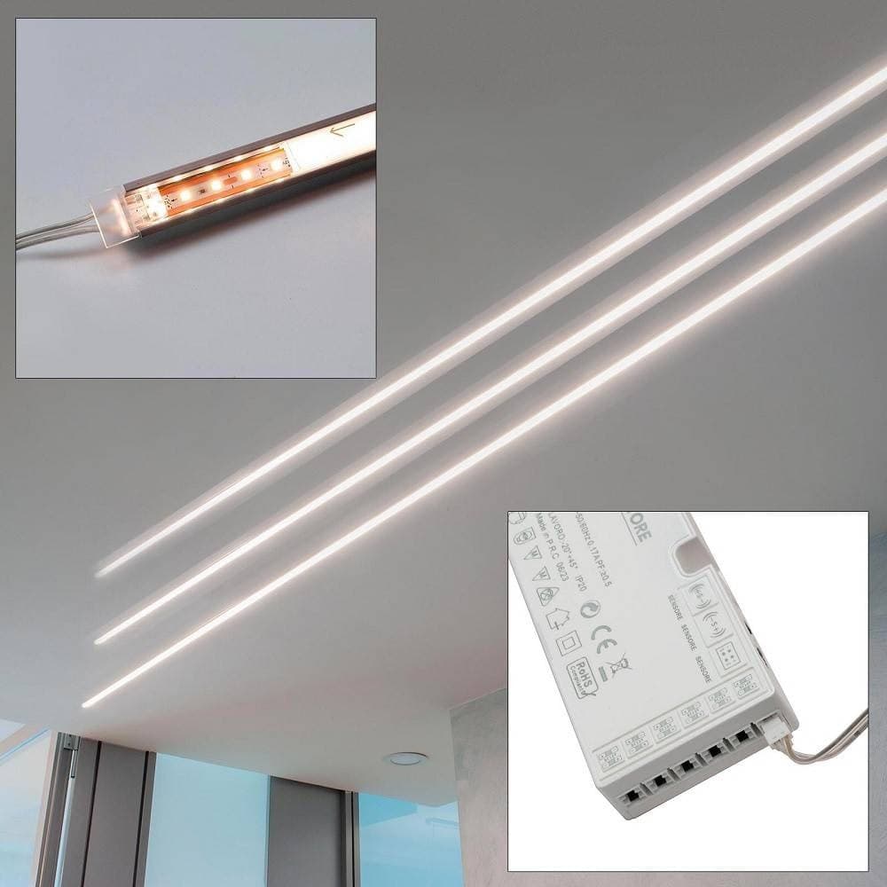 KIT 3PZ BARRA LED 36W PROFILO ALIMENTATORE 12V LUCE 4000K DIMMERABILE SENSORE TOUCH - 11