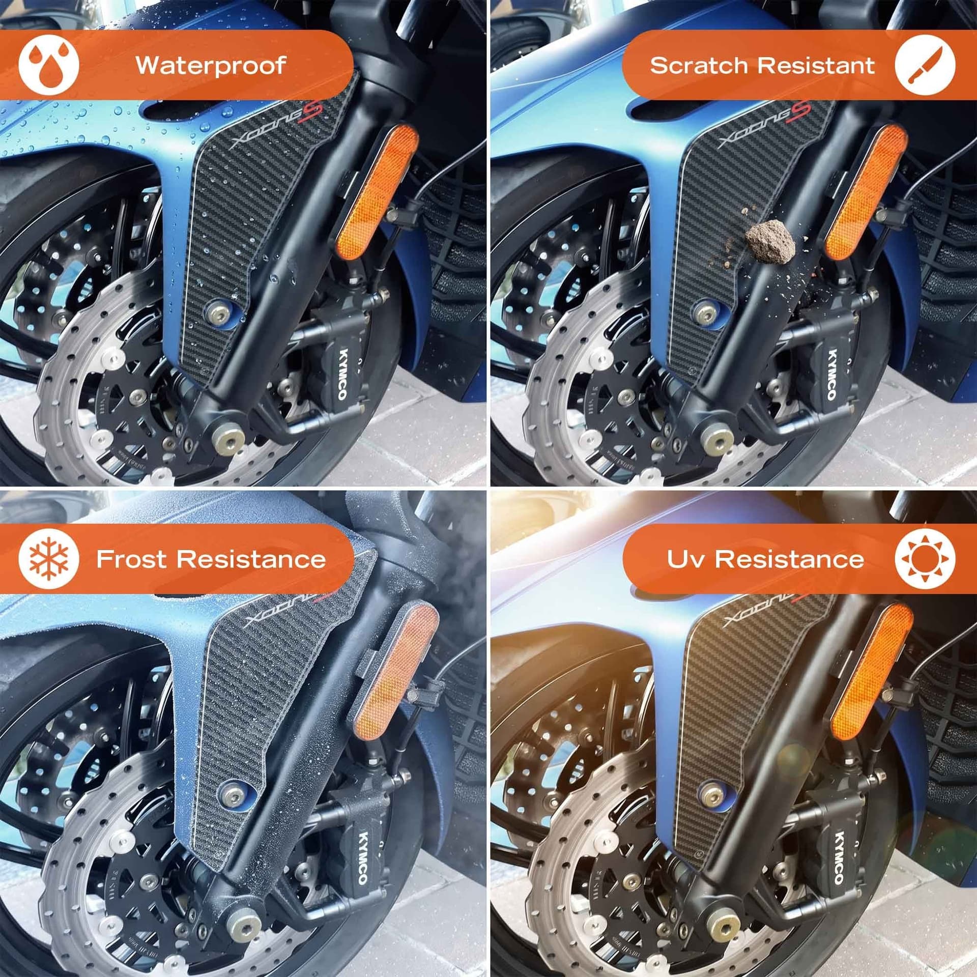 2 ADESIVI 3D PROTEZIONE PARAFANGO compatibili per kymco XCITING S 400 2018-2023 - 5