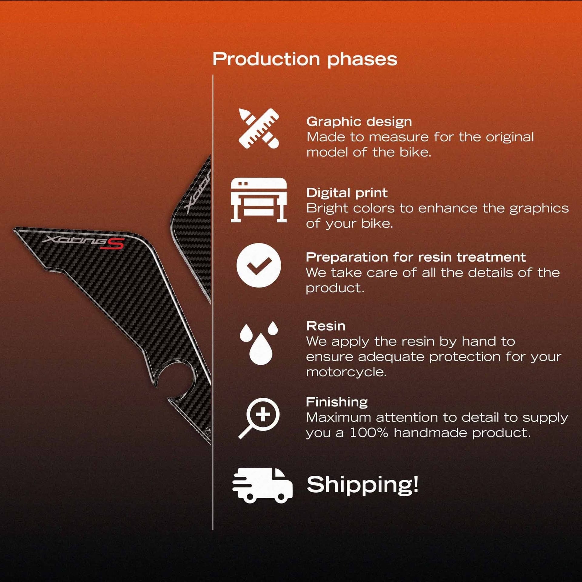 2 ADESIVI 3D PROTEZIONE PARAFANGO compatibili per kymco XCITING S 400 2018-2023 - 6