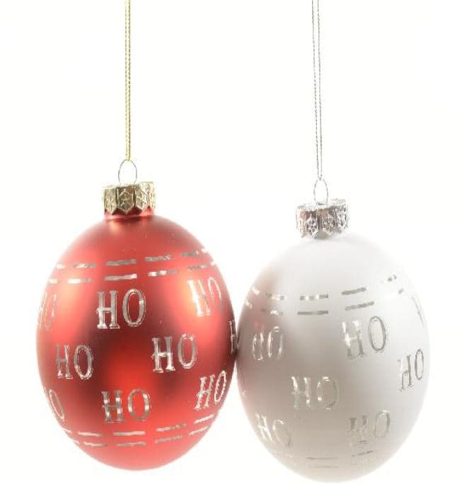 Pallina natalizia decorativa "Ho-Ho" in vetro per albero di Natale Ø 10 cm in Palle e palline MagiediNatale.it - Altamura, commercioVirtuoso.it