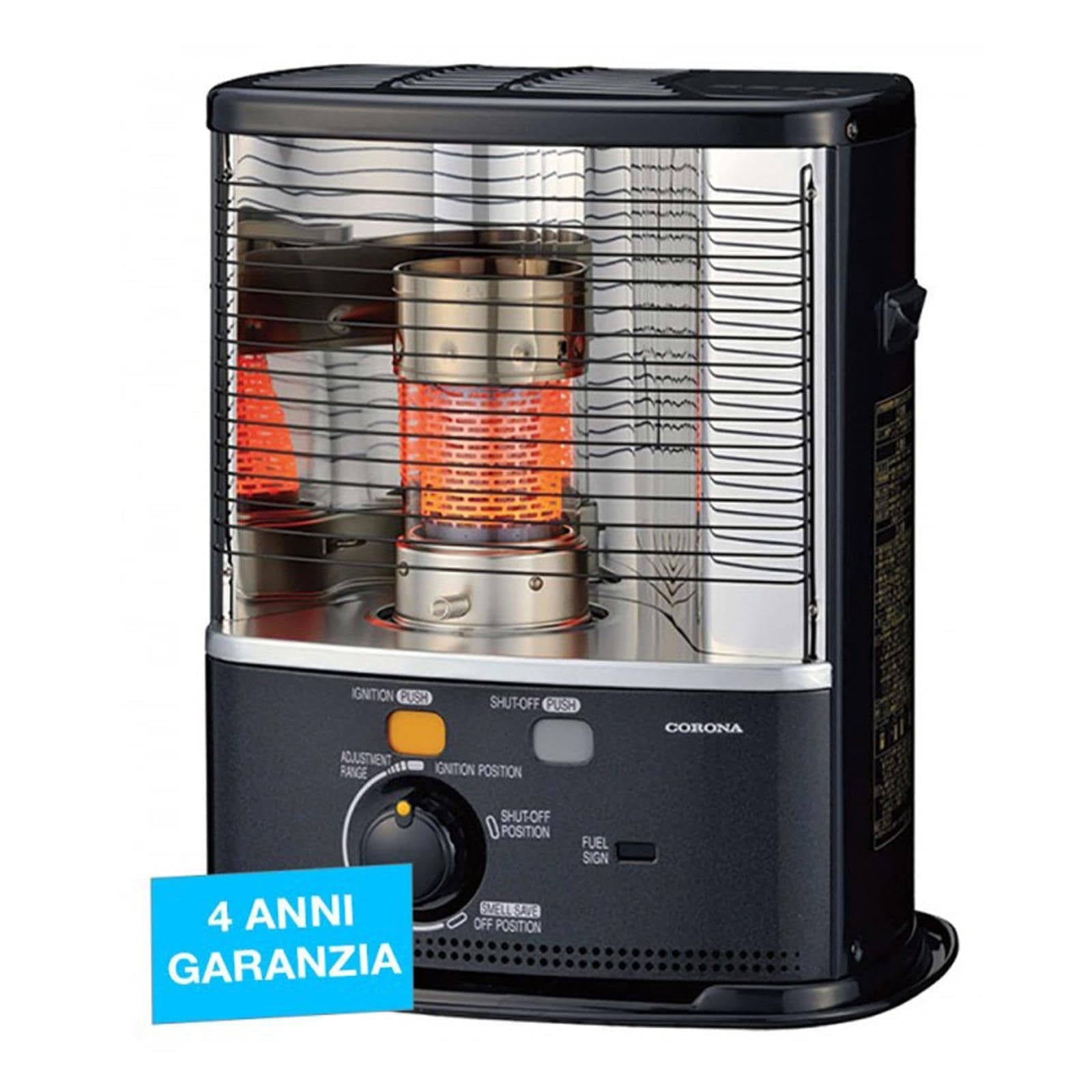 STUFA A STOPPINO STUFE SENZA CANNA FUMARIA A 2.4 KW COMBUSTIBILE LIQUIDO CORONA