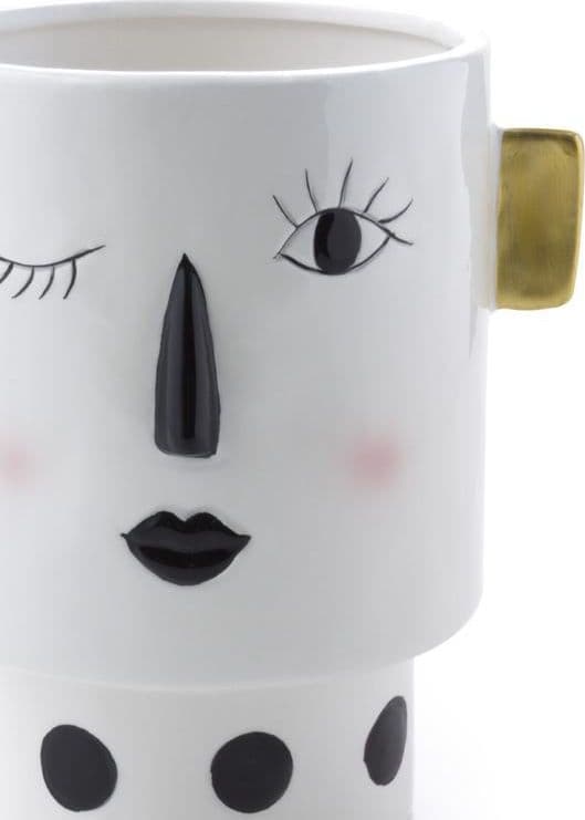 Vaso Faccia decorativa porta fiori o piante in ceramica volto donna h 15 cm in Vasi Decor Space - Altamura, commercioVirtuoso.it