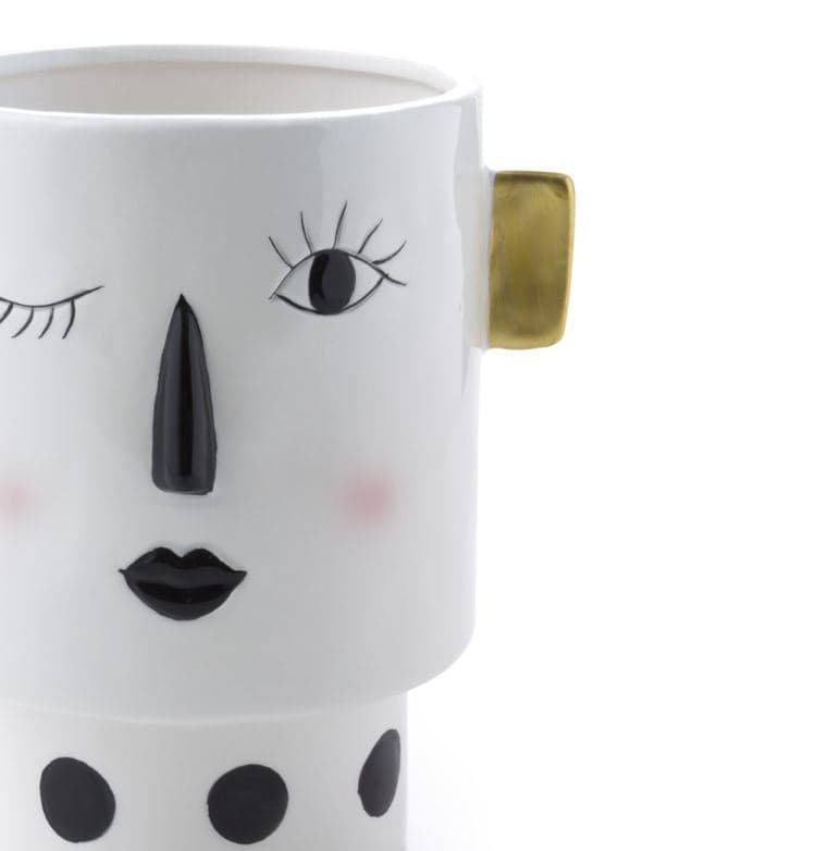 Vaso Faccia decorativa porta fiori o piante in ceramica volto donna h 15 cm in Vasi Decor Space - Altamura, commercioVirtuoso.it