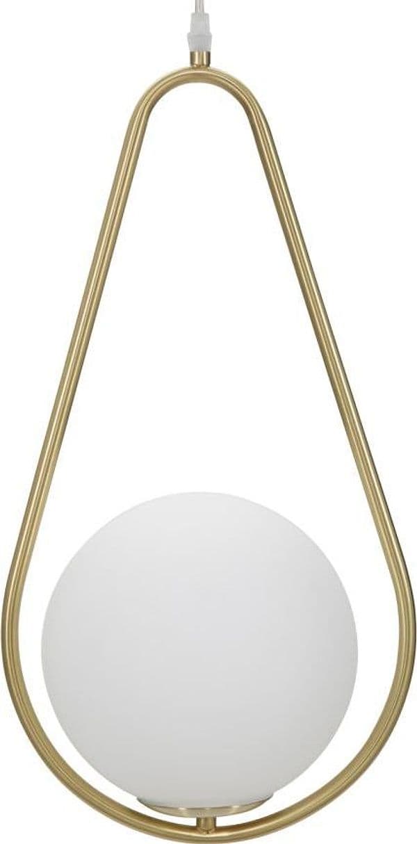 Lampadario "Glamy" struttura in metallo color oro e vetro bianco per interni in Lampade a sospensione Decor Space - Altamura, commercioVirtuoso.it