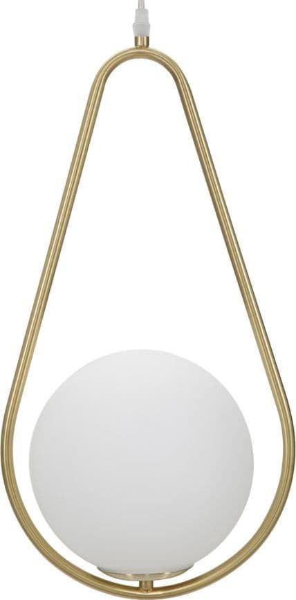Lampadario "Glamy" struttura in metallo color oro e vetro bianco per interni in Lampade a sospensione Decor Space - Altamura, commercioVirtuoso.it