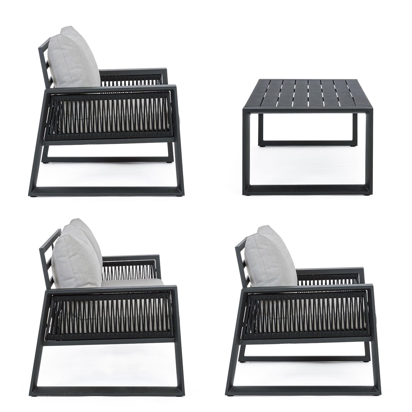 Salottino da giardino "Captiva" in alluminio con corde sintetiche per esterno in Set di mobili Decor Space - Altamura, commercioVirtuoso.it