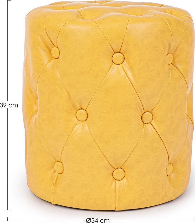 Poltrona Pouf "Batilda" per interno, con struttura in legno di pino e compensato da Ø34 x 39h cm in Ottomane e poggiapiedi Decor Space - Altamura, commercioVirtuoso.it