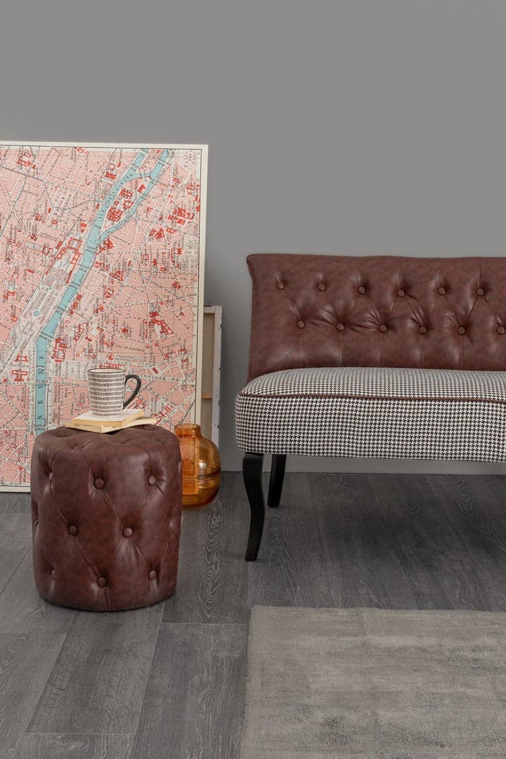 Poltrona Pouf "Batilda" per interno, con struttura in legno di pino e compensato da Ø34 x 39h cm in Ottomane e poggiapiedi Decor Space - Altamura, commercioVirtuoso.it