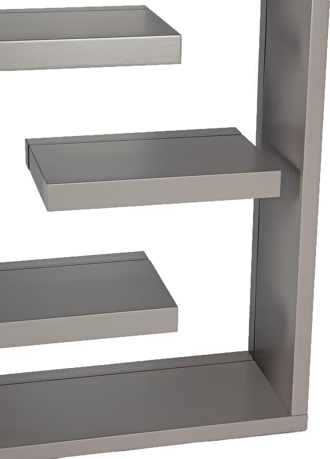 LIBRERIA BILBAO IN LEGNO E VETRO MODERNA MENSOLA DI DESIGN PER UFFICIO E CAMERETTA (GRIGIO)
