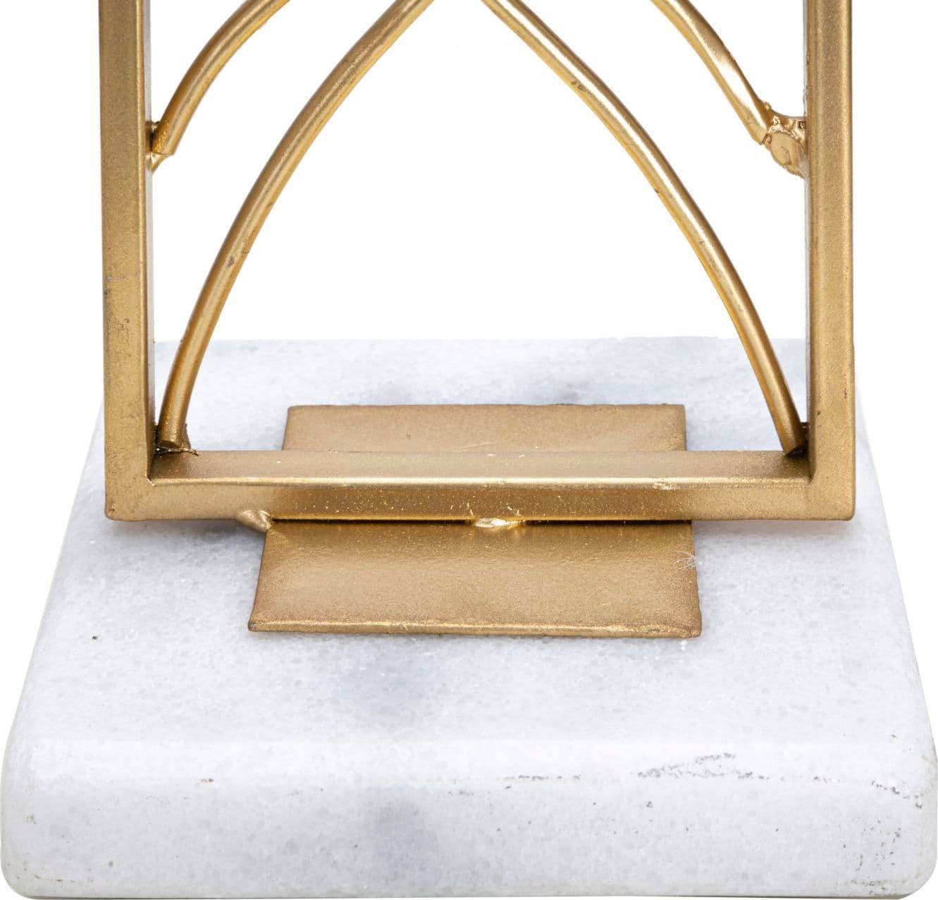 Porta candela "Exy" struttura in metallo color oro e marmo per interni in Candelieri Decor Space - Altamura, commercioVirtuoso.it