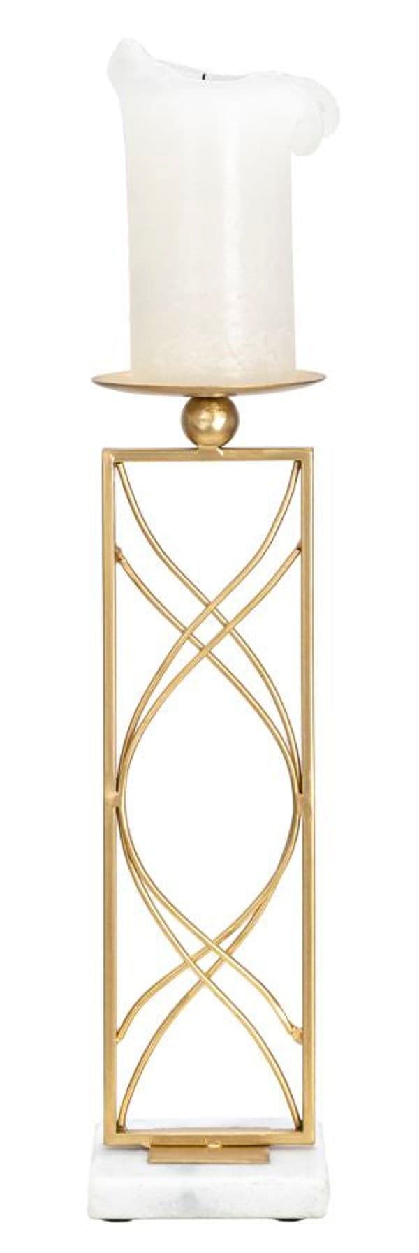 Porta candela "Exy" struttura in metallo color oro e marmo per interni in Candelieri Decor Space - Altamura, commercioVirtuoso.it