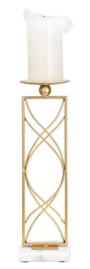 Porta candela "Exy" struttura in metallo color oro e marmo per interni in Candelieri Decor Space - Altamura, commercioVirtuoso.it
