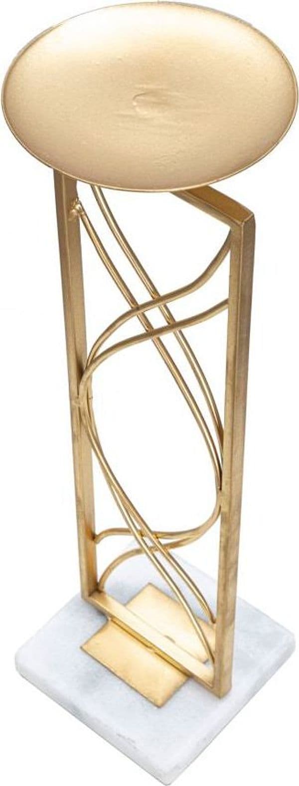 Porta candela "Exy" struttura in metallo color oro e marmo per interni in Candelieri Decor Space - Altamura, commercioVirtuoso.it
