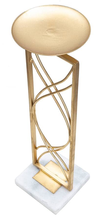 Porta candela "Exy" struttura in metallo color oro e marmo per interni in Candelieri Decor Space - Altamura, commercioVirtuoso.it