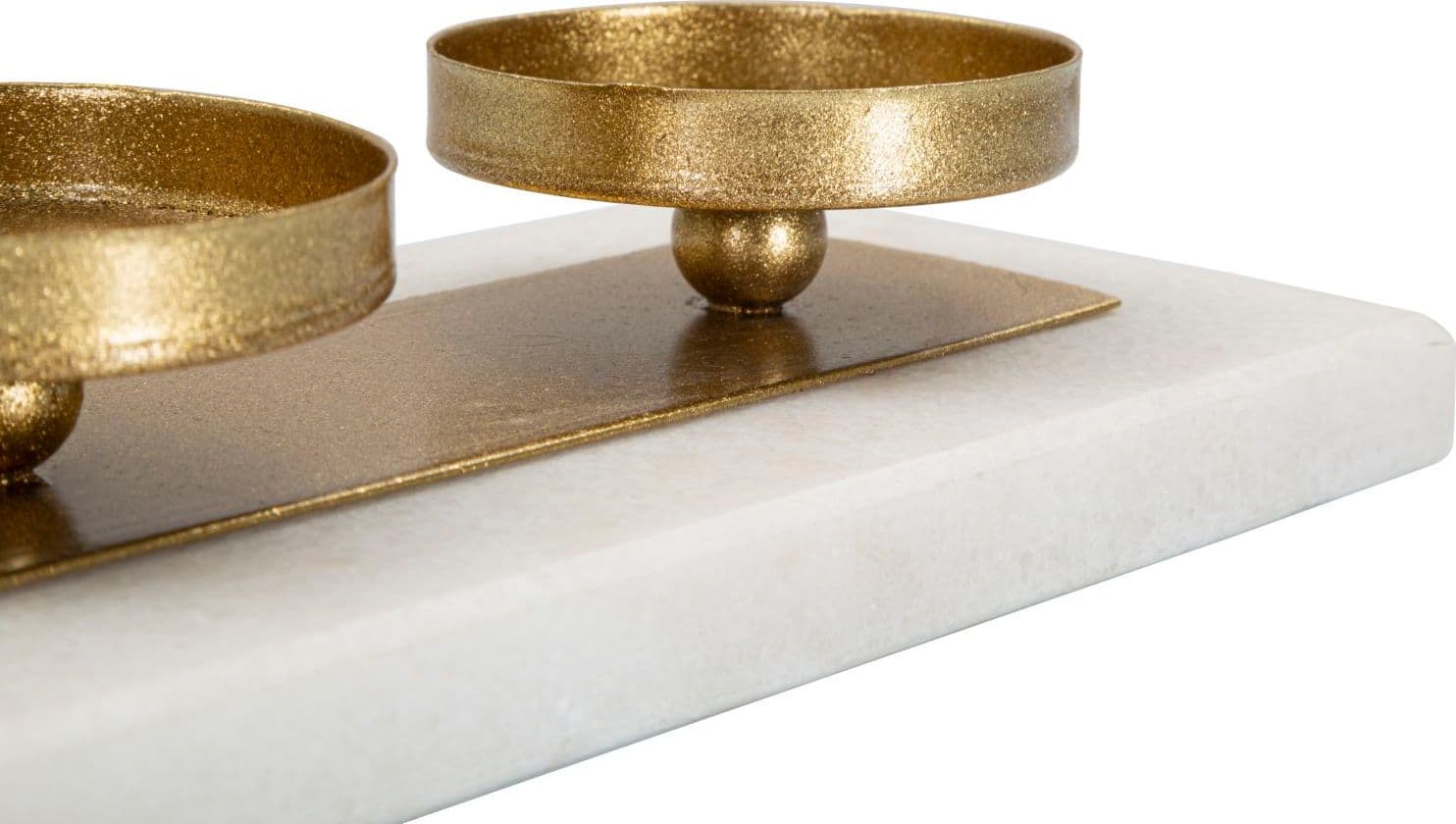 Porta candele rettangolare in metallo color oro e marmo 4 posti per interni in Candelieri Decor Space - Altamura, commercioVirtuoso.it