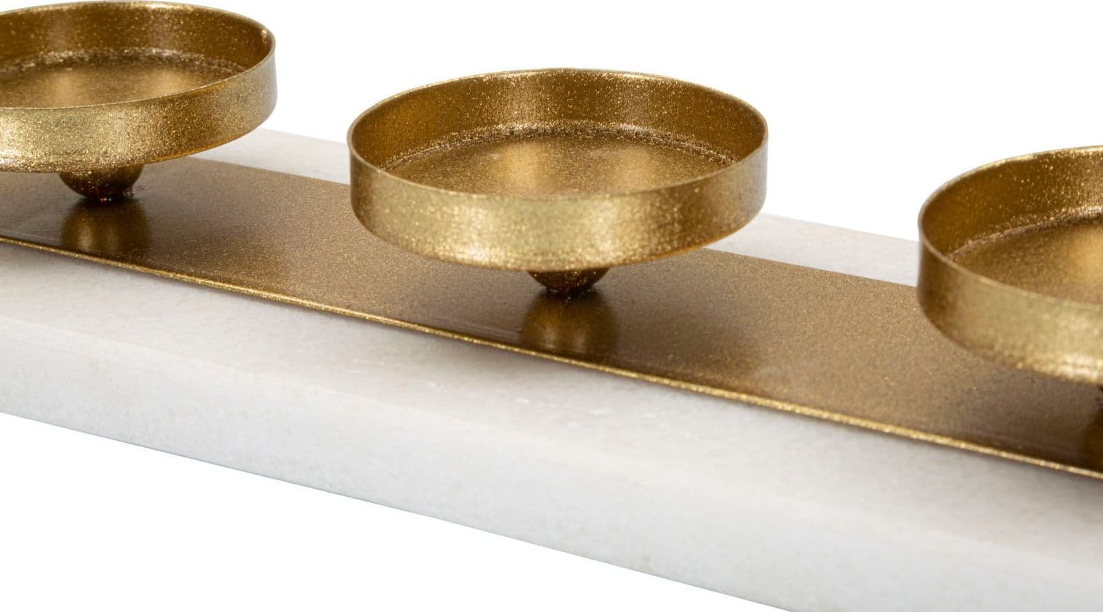 Porta candele rettangolare in metallo color oro e marmo 4 posti per interni in Candelieri Decor Space - Altamura, commercioVirtuoso.it