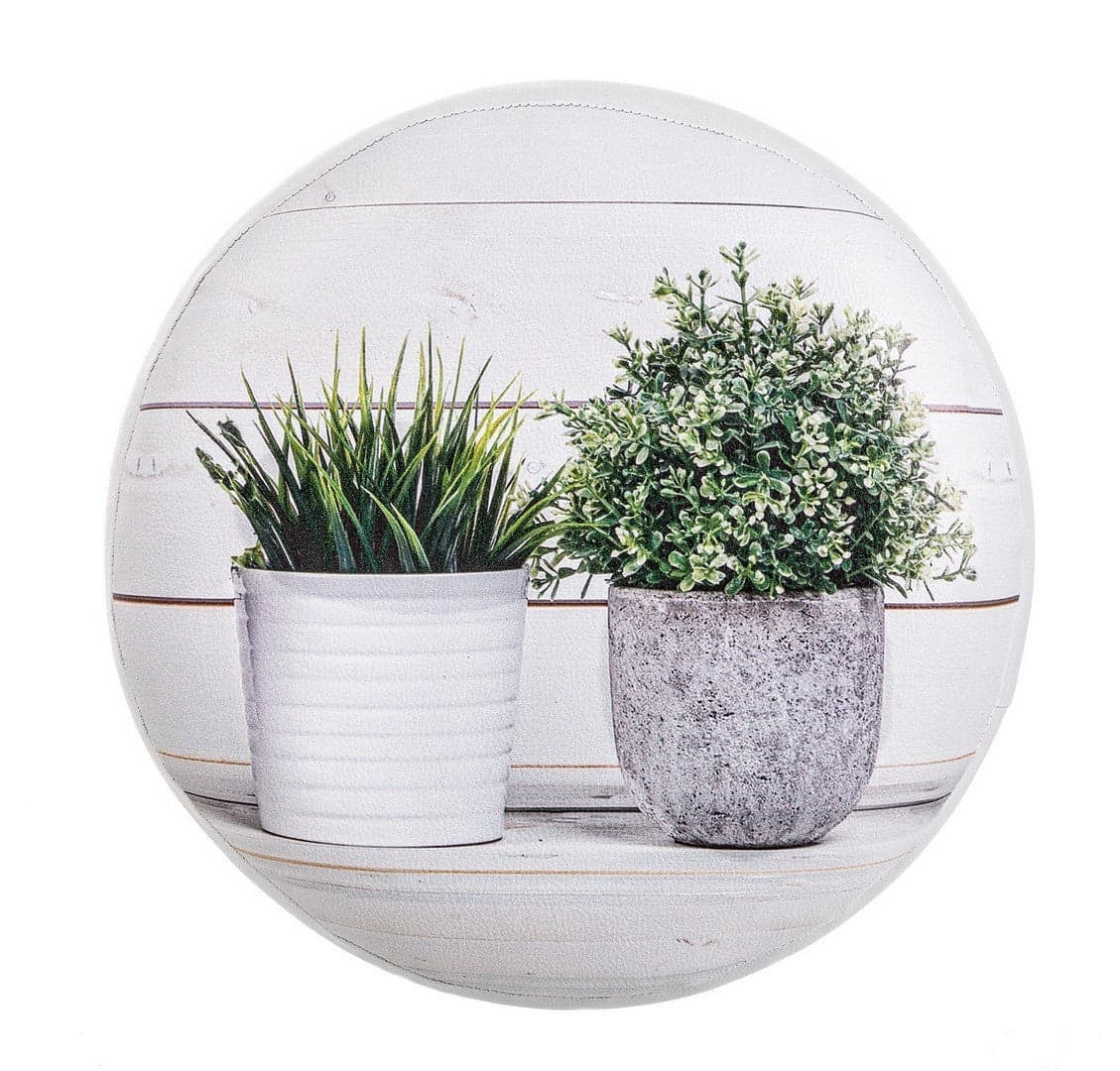Poltrona Pouf "Plantas" per interno, con Struttura In Mdf da Ø30 x 32h cm in Ottomane e poggiapiedi Decor Space - Altamura, commercioVirtuoso.it
