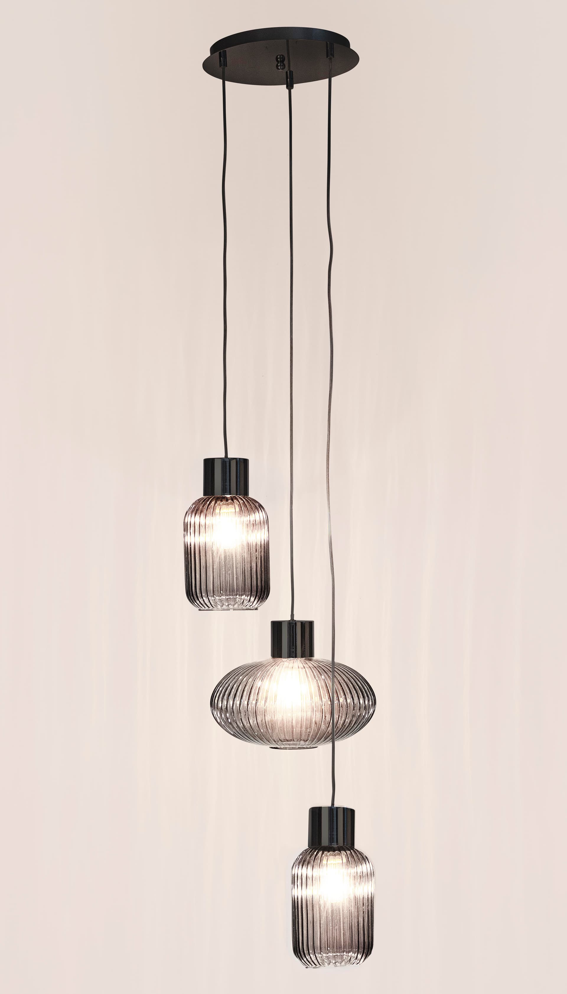Lampadario 3 luci "Showy" in acciaio e vetro in Lampadari Decor Space - Altamura, commercioVirtuoso.it