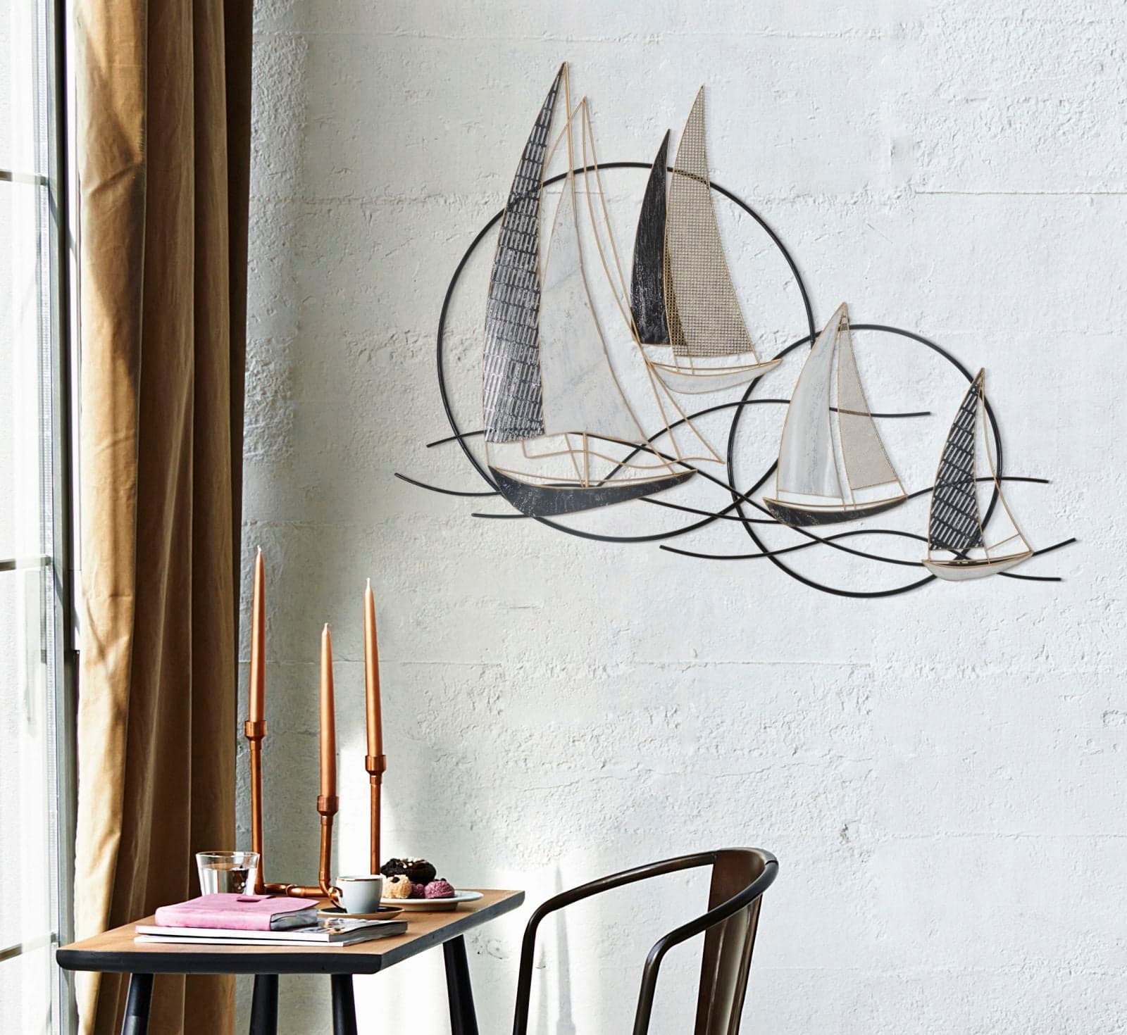 Pannello decorativo barche a vela in ferro per decorazioni ambienti in Sculture a parete Decor Space - Altamura, commercioVirtuoso.it