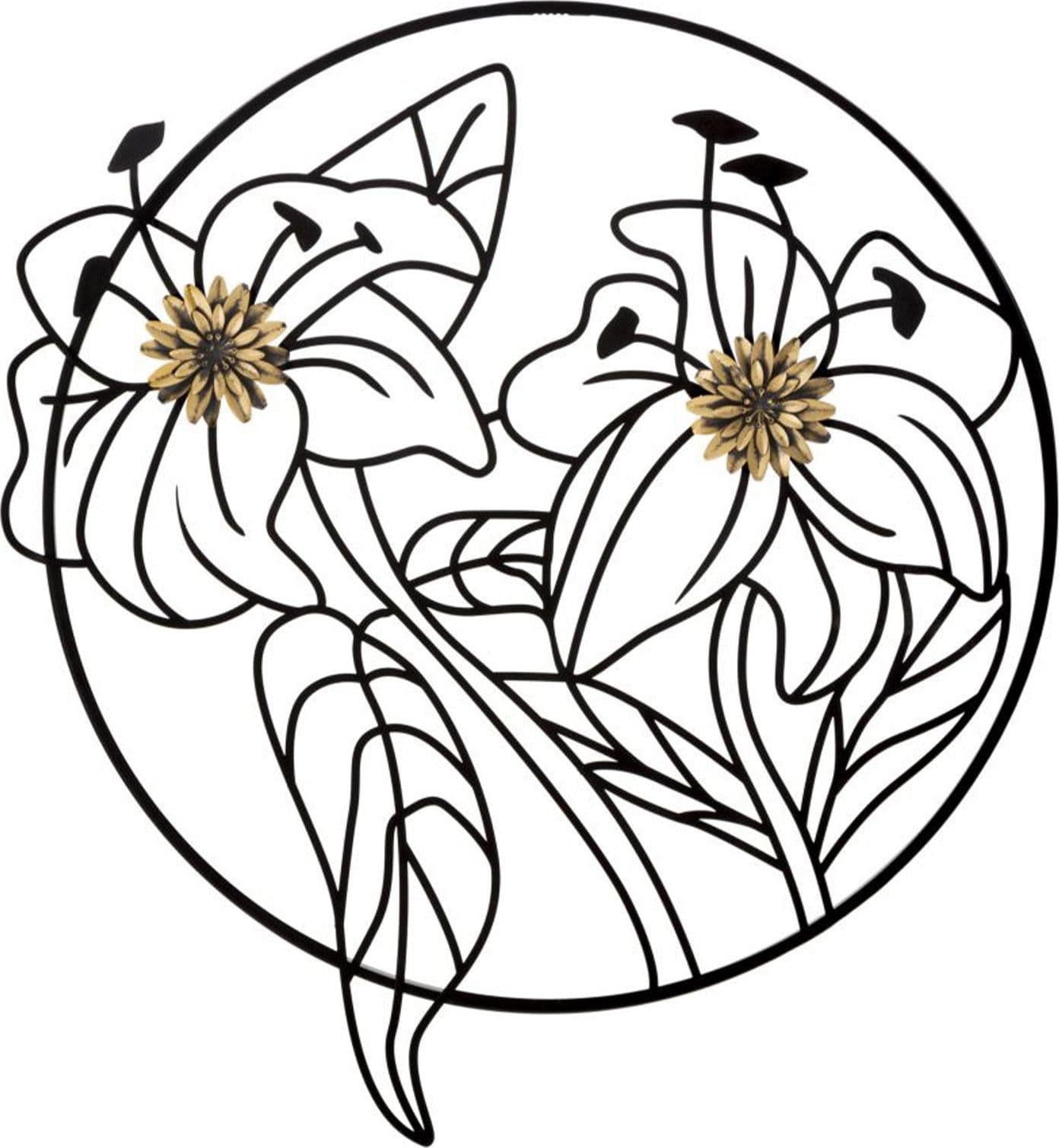 Pannello decorativo fiori forma circolare in ferro per decorazioni ambienti