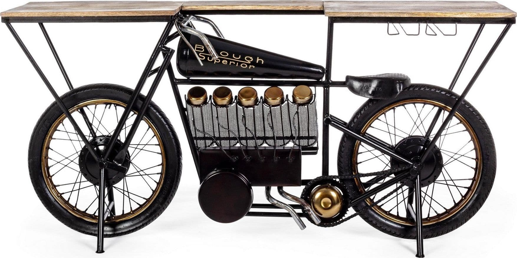 Consolle da bar "Moto Replica" moderno con piano in legno, ruote, 183 x 43 x 89 cm in Tavoli da bar Decor Space - Altamura, commercioVirtuoso.it