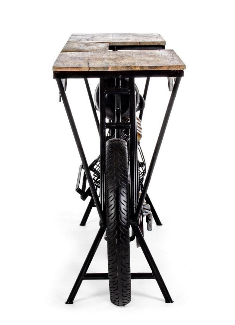 Consolle da bar "Moto Replica" moderno con piano in legno, ruote, 183 x 43 x 89 cm in Tavoli da bar Decor Space - Altamura, commercioVirtuoso.it