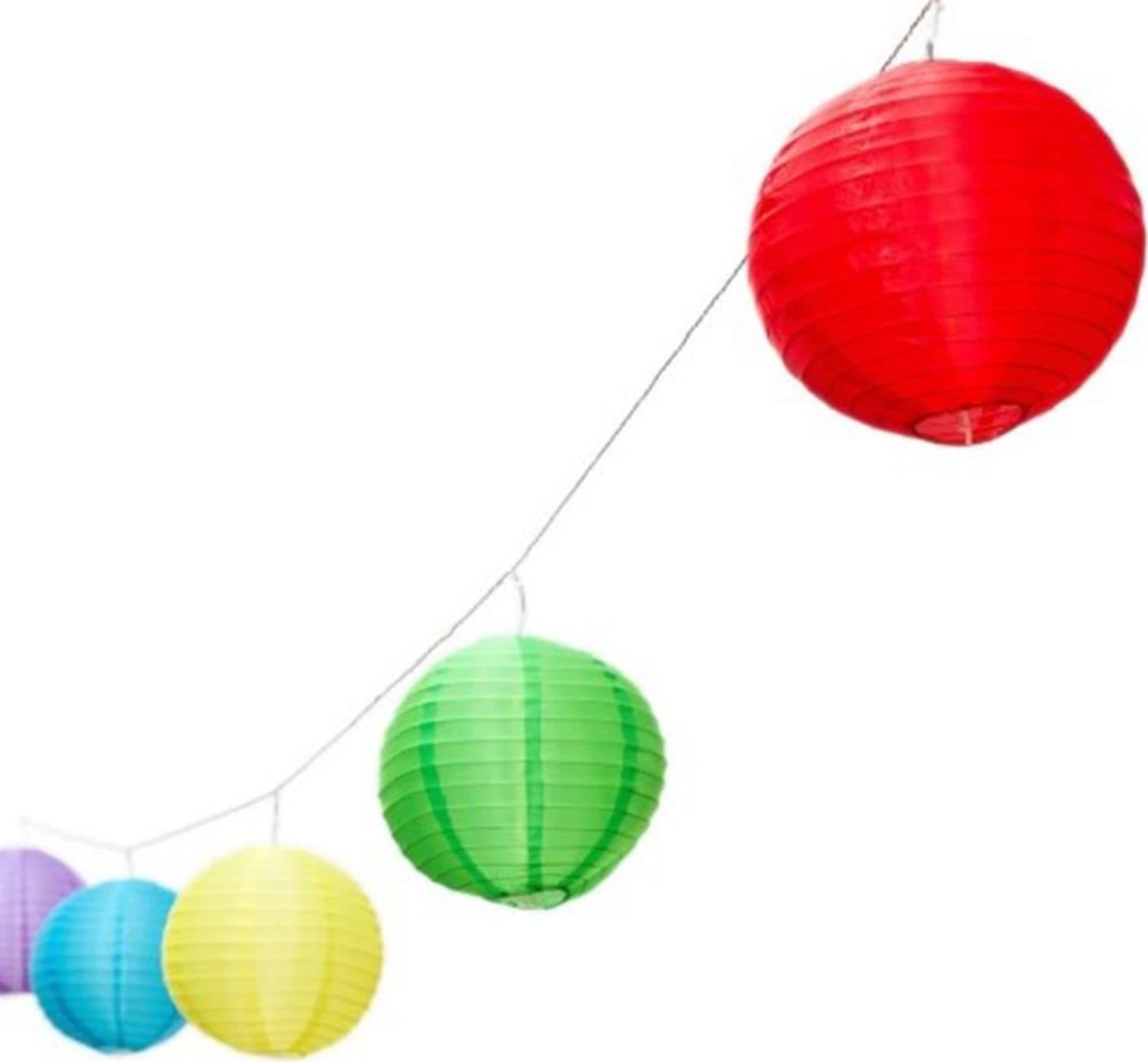 CATENA 10 LANTERNE MULTI COLOR 30 LED PROLUNGABILE 24 V 8 MT DA GIARDINO ESTERNO
